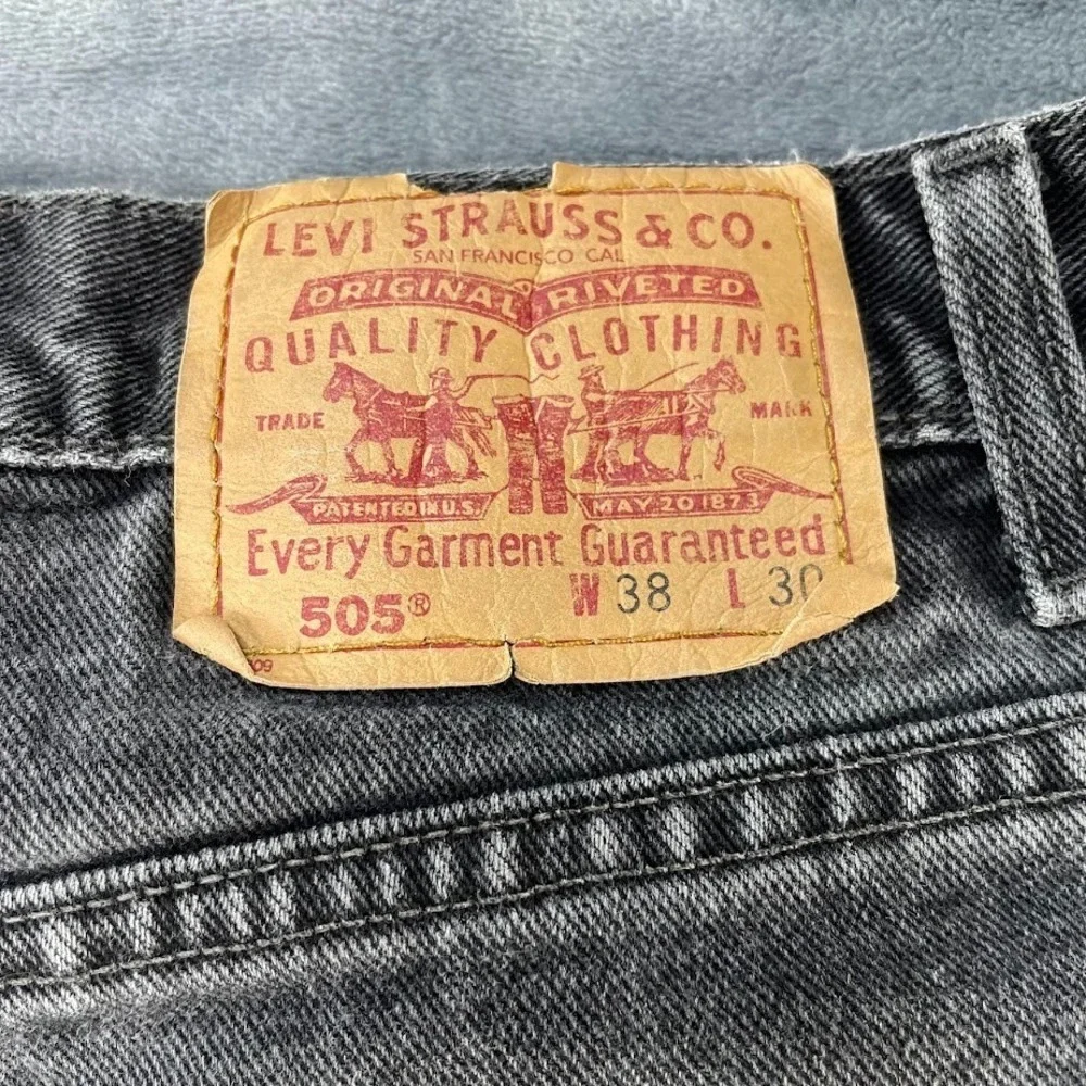 Vtg Levis 505 Jeans Red Tab 38x30 Fits 36x29 Distressed Black Faded Canada 90s